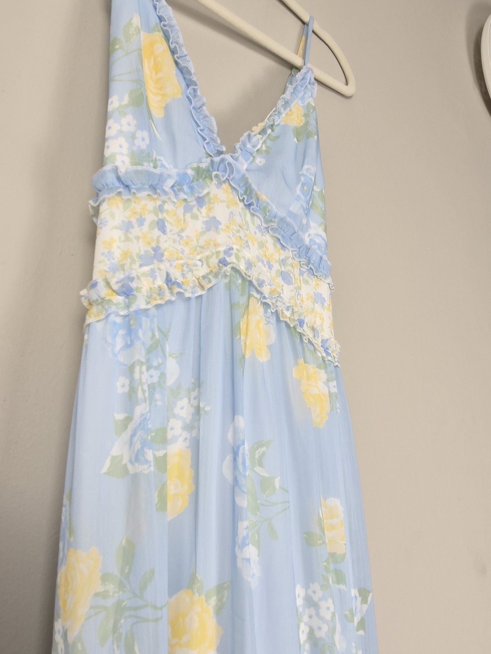 Altar'd State Floral Tiered Ruffle Maxi Dress Light Blue Cottagecore Coquette M - Picture 4 of 16